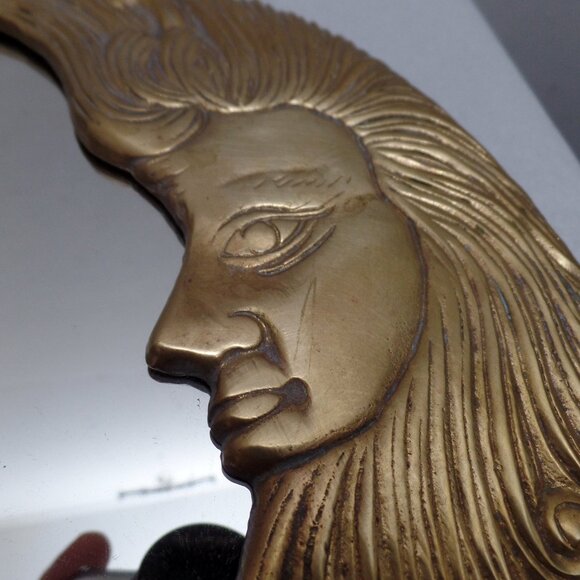 Penco Crescent Man in The Moon Wall Mirrorl Brass - Picture 4 of 10